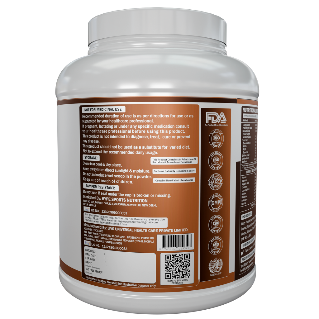 Whey Protein - Super Chocolate Flavour With Free Shaker (Shaker Colour Will Be Random)